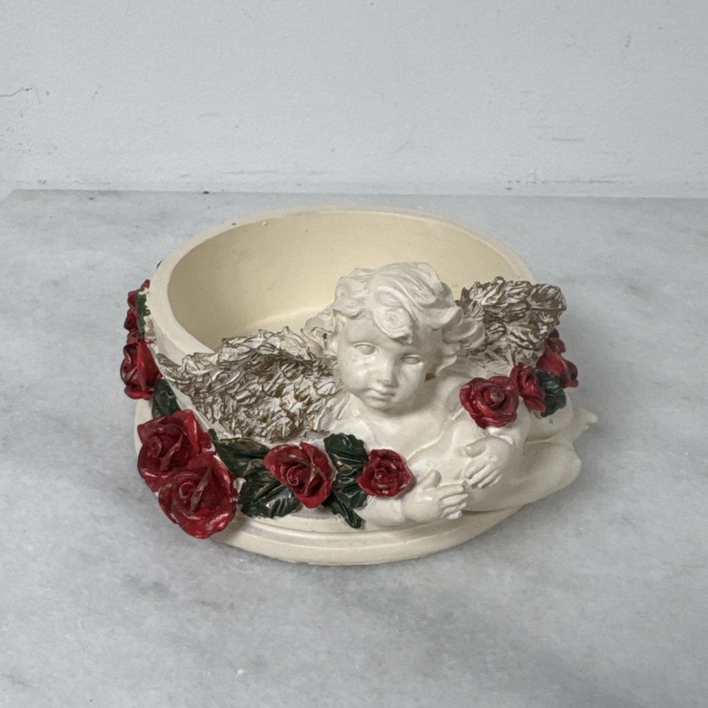 Angel Floral Resin candle jar holder